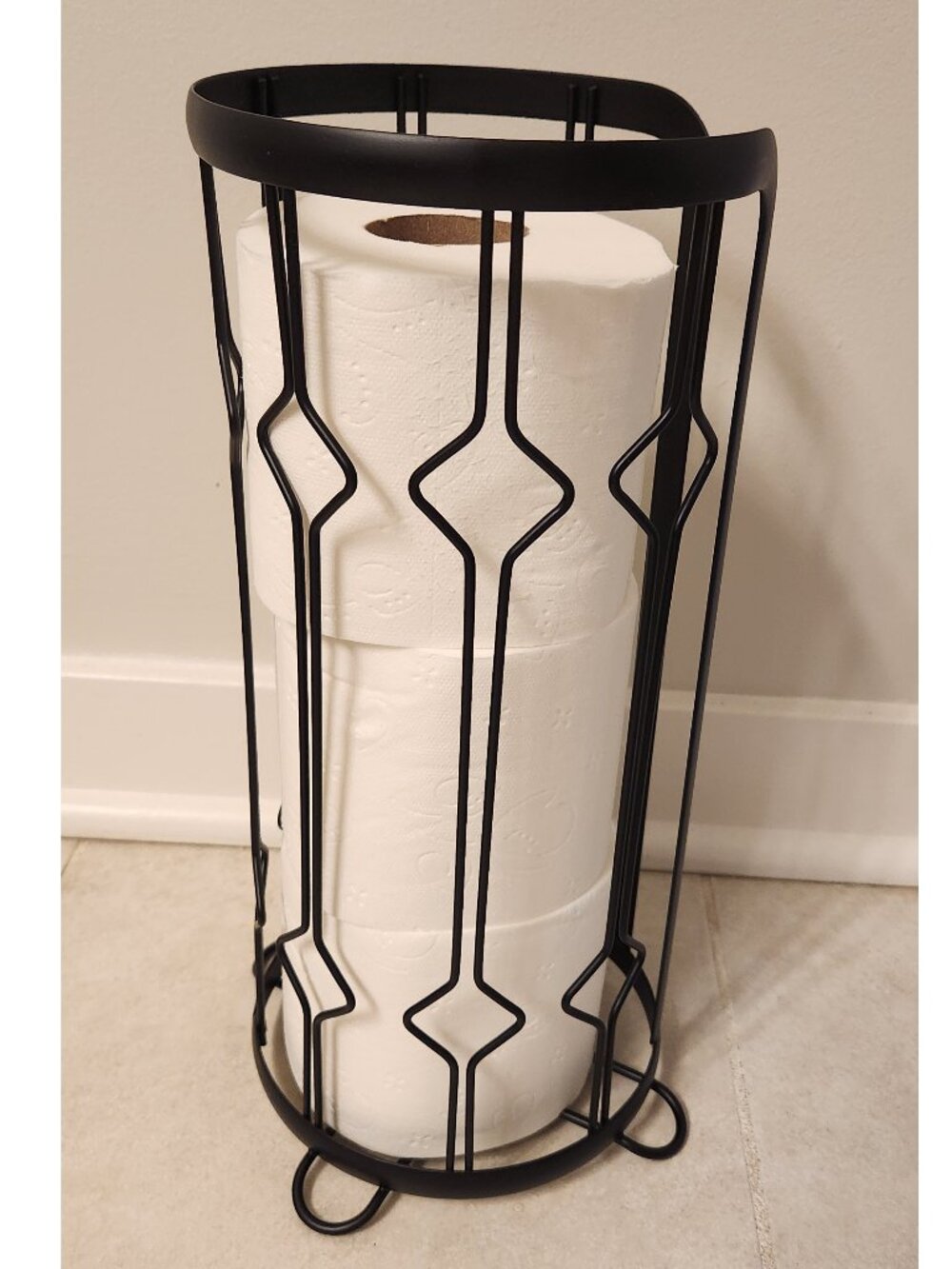 New: Toilet Paper Storage Stand - Black Metal
